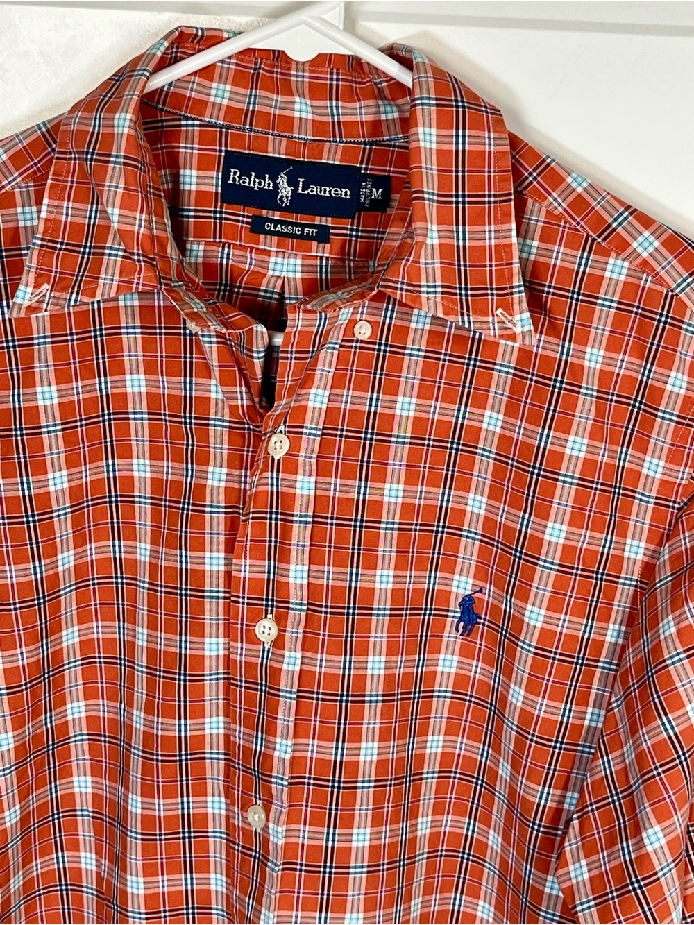 Polo Ralph Lauren Mens Medium Orange Plaid Button Down Preppy Shirt - Picture 2 of 6
